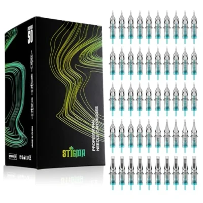Immagine di STIGMA 50Pcs Cartucce per Tatuaggio Aghi Assortiti Misti #10 Bugpin Usa e Getta 3RL 5RL 7RL 9RL 5RS 7RS 7RM 9RM 9M1 EN02B 50KITEU M