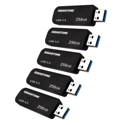 Immagine di Gigastone Chiavetta USB 256 GB Set da 5, Z30 3.2 Gen 1 Professional Serie, Senza cappuccio con design retrattile, compatibile interfaccia 2.0 / 3.0 3.1