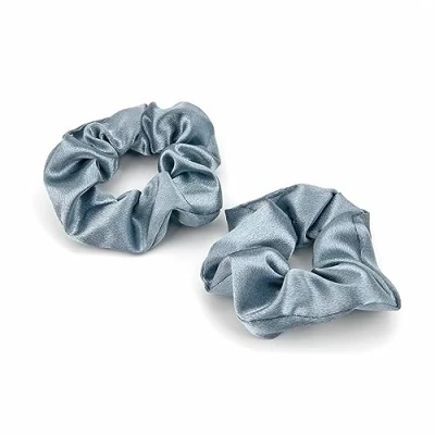Immagine di 2 Pezzi Elastici Capelli Donna, Scrunchies per Capelli, Premium Satin Seta, Elastic Lunghi Ricci Sottili Spessi Ragazze (Blu)