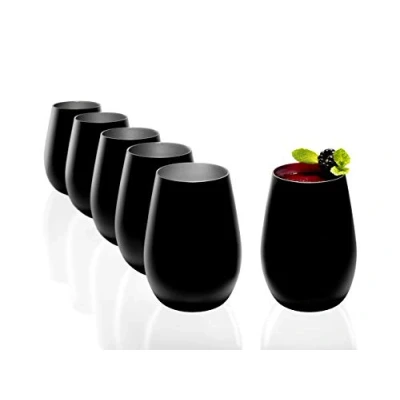 Immagine di Stölzle Lausitz bicchieri ELEMENTS 465ml Nero &amp; Argento I Set di 6 lavabili in lavastoviglie Infrangibili universali per acqua, succhi, whisky