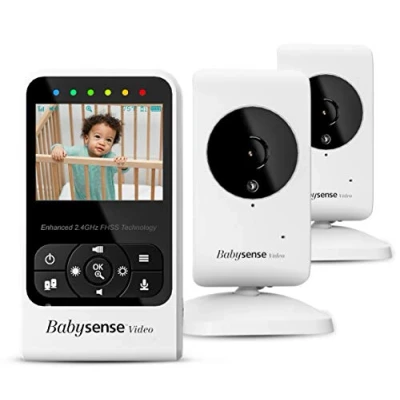 Immagine di Babysense Video Baby Monitor Con 2 Camere e Audio, Lungo Raggio D’azione, Indicatore di Temperatura Ambiente, Visione Notturna, Comunicazione Bidirezionale, Ninna Nanna, Model: V24R