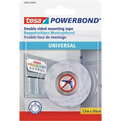 Immagine di tesa UNIVERSAL 58565 00001 00 Nastro per fissaggio tesa® Powerbond Bianco (L x L) 1.5 m 19 mm 1 pz.