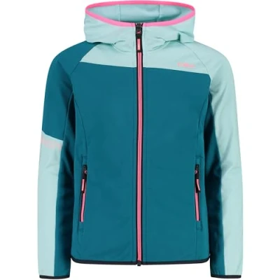Immagine di CMP Giacca da bambina in pile Stretch Performance con cappuccio fisso, Teal, 110