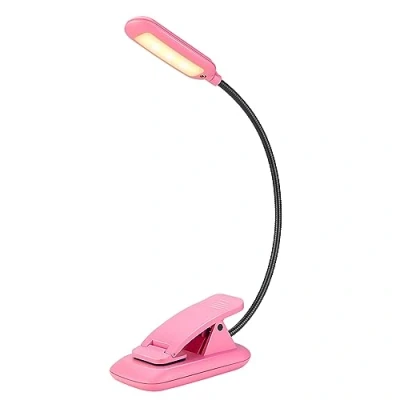 Immagine di BIGMONAT luce da lettura ricaricabile a clip per libri letto, dimmerabile, bambini, studiare, lampada notturna, rosa