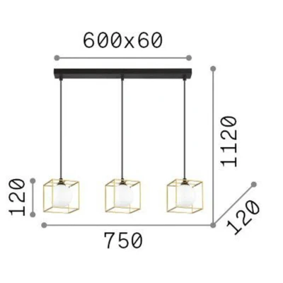 Immagine di Ideallux Ideal Lux lampada a sospensione Lingotto, 3 luci, gabbie, nero
