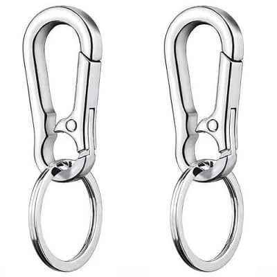 Immagine di 2 Pezzi Moschettone Portachiavi,Portachiavi Moschettone,Moschettoni Portachiavi,Moschettone Chiavi,Gancio Portachiavi,Mini Piccolo Per Auto Chiave,Bianco Argento