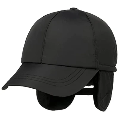 Immagine di LIPODO Cappellino con Paraorecchie Uni Classic Uomo Curved Brim cap Berretto Baseball Protezione Orecchie Chiuso Dietro, Visiera, Fodera, Fascia in Pelle Inverno Autunno/Inverno M (57 58 cm) Nero