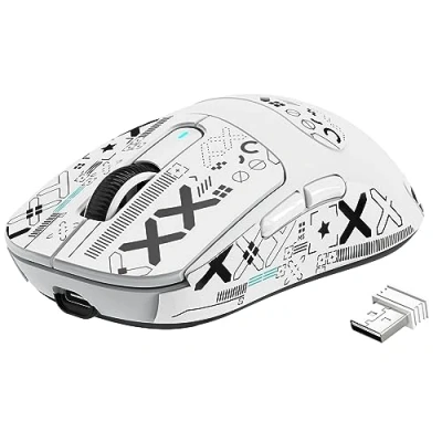 Immagine di VGN GAMEPOWER ATTACK SHARK X3 SUPERLIGHT Mouse Gaming Wireless, 49g Ultraleggero da Gioco, PixArt PAW3395, 26,000 DPI, 2.4G/BT5.0/Cablato, Grip Tape, Durata Batteria 200Hrs, Bianco