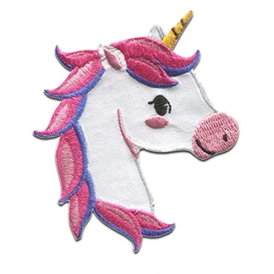 Immagine di testa Unicorno Unicorns Toppe termoadesive Patch Toppa ricamate, misura: 6,5 x 8,2 cm