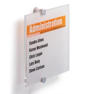 Immagine di Durable 482419 Crystal Sign, Targa Fuoriporta, Acrilico, Fissaggio con Viti, 210 x mm, Trasparente