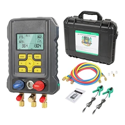 Immagine di KAISAL Digitale Monteurhilfe Klimaanlage für 93 Arten Kältemittel R410a R32 R22 R1234YF HVAC System Manifold Messgeräte Druck und Temperaturprüfung Auto AC Kältetechnisches Manometer Vakuum Tester