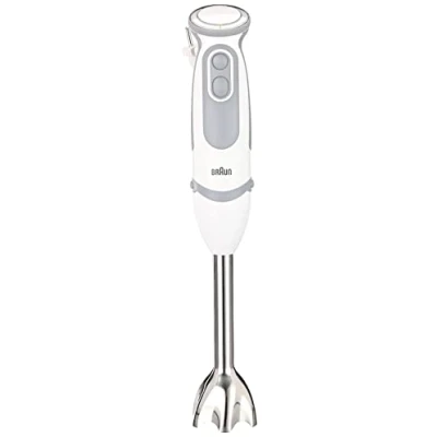 Immagine di Braun Hogar Minipimer 5207 Frullatore a mano, 1000 W, 21 velocità e funzione Turbo, Campana anti schizzi, include bacchette, passapunti, bicchiere misurino da 600 ml, bianco