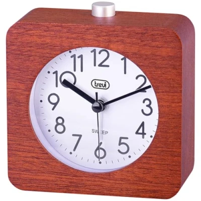 Immagine di Trevi SL 3843 Sveglia in Legno Naturale con Grande Quadrante Illuminato, Tasto Snooze/Light, Suoneria Elettronica Crescendo, Movimento Silenzioso Sweep