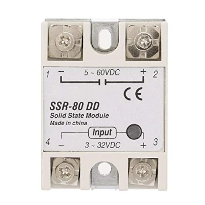 Immagine di Relè a Stato Solido 80A 5 25mA Modulo SSR 80DD Ingresso 3 32VDC Uscita 60 VDC