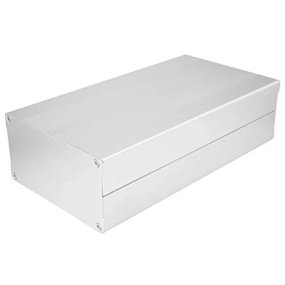Immagine di Recinzione elettronica, scatola di giunzione progetto circuito stampato fai da te, raffreddamento in lega alluminio 55 x 106 200 mm ((argento sabbia con piastra piatta))