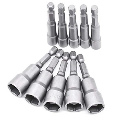 Immagine di 10 Pcs Bussole per avvitatore, 619 mm Hexagon Nut Driver Drill Bit, Attacco Esagonale da 1/4&quot; Trapani, Dadi e Adattatori a Percussione