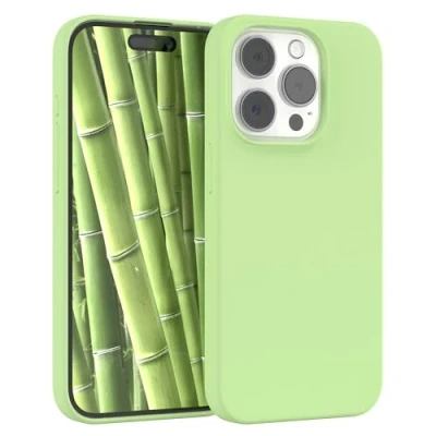 Immagine di EAZY CASE custodia per cellulare in silicone premium compatibile con iPhone 15 Pro protezione della fotocamera e rivestimento interno protettiva bumper Verde