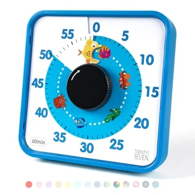 Immagine di Timer conto alla rovescia da 19,1 cm; 60 minuti, 1 ora, strumento didattico in classe, riunione ufficio, orologio meccanico per bambini, gestione del tempo di esame,