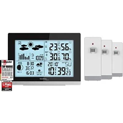Immagine di Technoline Set WS6762 SETWS6762+2xTX205DTH IT, Stazione Nera trasmettitore Bianco