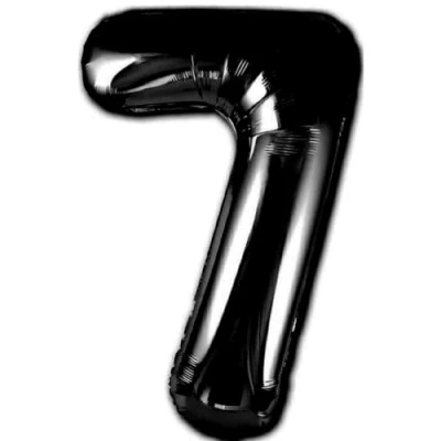 Immagine di Palloncino 7 Compleanno Numero Gigante Nero Metallizzato, XXL di 100 cm. Decorazione Compleanno. ad Aria o Elio.