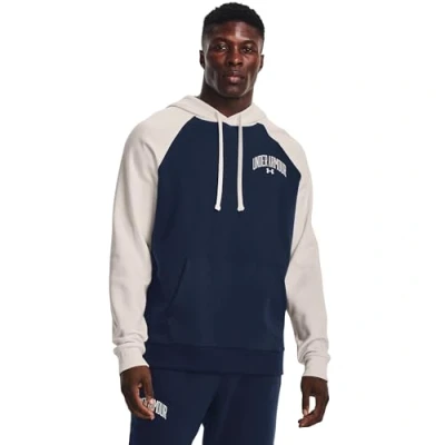 Immagine di Under Armour Felpa con Cappuccio Rival Wordmark Colorblock Maglia in Pile, (408) Academy/Onyx White/Onyx White, M Uomo