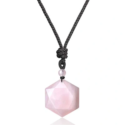 Immagine di COAI Collana Pendente con Esagrammo Stella di Davide in Quarzo Rosa, Regolabile Ciondolo Pietre Benefiche