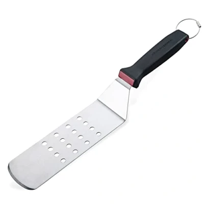 Immagine di spatola per arrosti Presist forata in acciaio inox girare e servire Ottimo accessorio barbecue ideale come da padella, paletta hamburger o