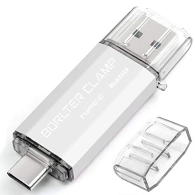 Immagine di 64GB Chiavetta USB 3.0 Type C, 2 in 1 Pen Drive (USB C &amp; 3.0) Memoria Flash, OTG Flash Girevole per Android Smartphone/Tablet/Computer (Argento)