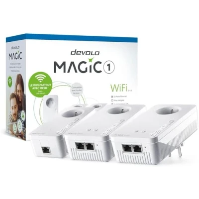 Immagine di Devolo Magic 1 WiFi 2 3 Adattatore CPL ultra puissant fino a 1200 Mbits/S, con presa di corrente integrata, (presa francese)