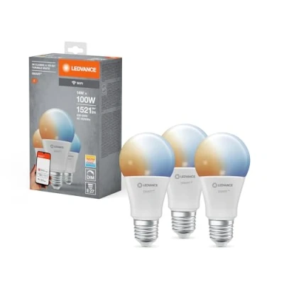 Immagine di LEDVANCE Lampada LED intelligente con tecnologia WiFi, E27 base ottica opaca ,Colore della luce modificabile (2700K 6500K), 1521 Lumen, sostituzione delle lampade 100W, , 3 Confezione
