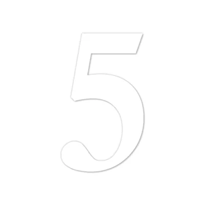 Immagine di Adesivo con numeri n. 5 in bianco, altezza 10 cm, numero di casa autoadesivo, da incollare, per esterni, cassetta delle lettere, porta I resistente alle intemperie, kfz_463_5