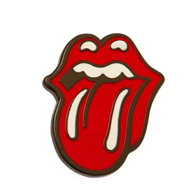 Immagine di The Rolling Stones Spilla smaltata con scritta &quot;Lips Design&quot;, 11 x 7 cm, prodotto ufficiale, Misura unica, Smalto, metallo, argento, Senza pietre preziose