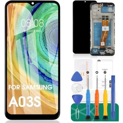 Immagine di Digitalizzatore di ricambio per schermo LCD Samsung Galaxy A03S A037A A037W A037G Display Touch Screen Assembly parti riparazione versione 162 mm (non adatto A037U A037F A037M) (nero