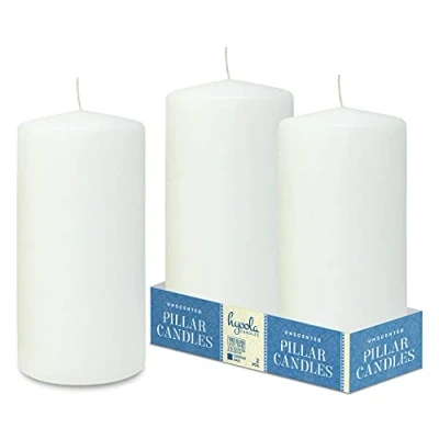 Immagine di Hyoola Candele Bianche Cilindriche Decorative a Colonna 10 x 20 cm Lunga Durata Senza Profumo Set da 2 Cilindro Made in EU