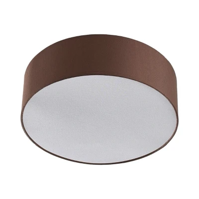 Immagine di plafoniera &#039;Sebatin&#039; dimmerabile (Moderno) colore Marrone, in Tessuto ad es. Cucina (3 luci, E27) di Lindby tessuto, plafoniera, lampada