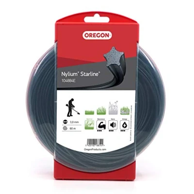 Immagine di Oregon Filo per Decespugliatore a Forma di Stella con 5 Bordi Taglienti, in Nylon Professionale Arricchito Particelle Alluminio, 3 mm 60 m, Nylium (‎104884E)