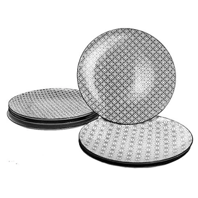 Immagine di Ard&#039;time EC 6KOAS26 Komaé Lotto di 6 Piatti in Porcellana, Dimensioni: 26 x 2 cm, Colore: Nero/Bianco
