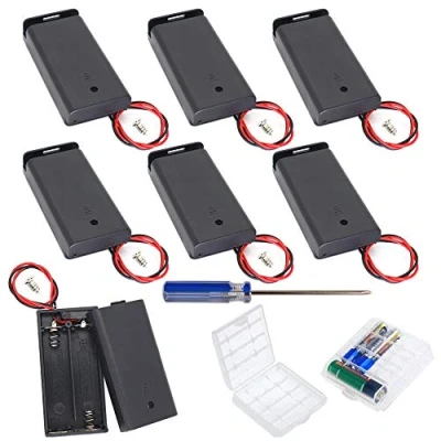 Immagine di GTIWUNG 7 pezzi 2 AA 3V Custodia per batterie in plastica con interruttore ON/OFF e alloggiamento dura, batteria Storage Case