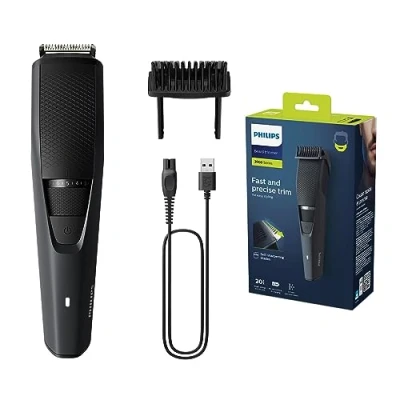 Immagine di Philips Regolabarba elettrico per uomo con lame autoaffilanti, sistema Lift &amp; Trim, 60 min di uso cordless e 1 ora ricarica (modello BT3233/15)