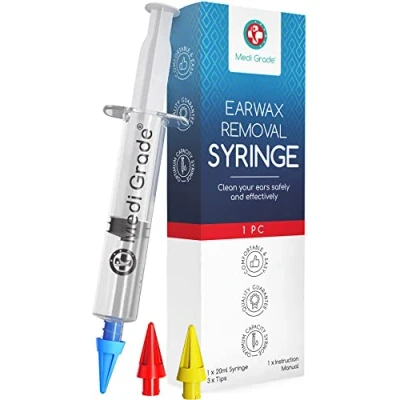 Immagine di Medi Grade Kit Siringa Pulisci Orecchie per Tappi con 3 Punte a Getto Quadruplo Pulizia di Uso Domestico Migliora la Chiarezza L’udito