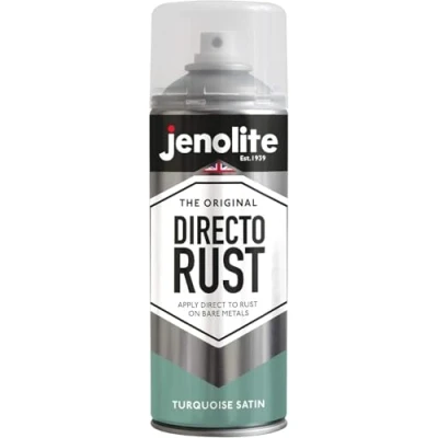 Immagine di JENOLITE Directorust Vernice Satinata TURCHESE BLU spray multisuperficie Per l&#039;uso su aperture in legno, metallo, plaspa, ceramiche e arrugginite 400 ml (RAL 6034)
