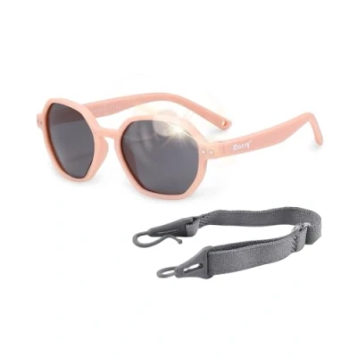 Immagine di Maesy Occhiali da sole per Bambini Yana 1 3 anni Flessibile Cinturino elastico regolabile Protezione polarizzata UV400 e bambine Esagono (Rosa chiaro)