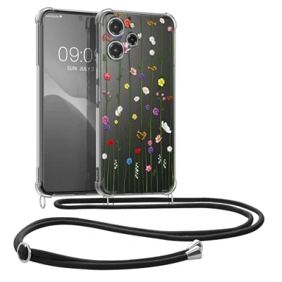 Immagine di kwmobile Custodia Compatibile con Xiaomi Redmi 12 Cover Back Case in Silicone TPU Protezione Smartphone Cordino multicolore/trasparente