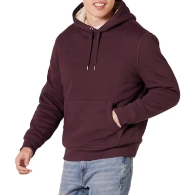 Immagine di Amazon Essentials Felpa con Cappuccio Fodera in Sherpa Uomo, Bordeaux, XS