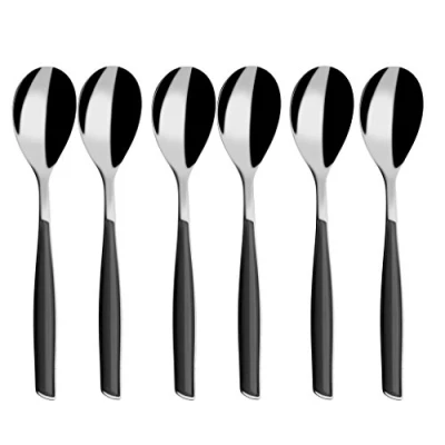Immagine di BUGATTI, Glamour, Set 6 Cucchiaini da caffè in Acciaio Inox 18/10, Stampaggio PRO Tech System (Nero fumé)