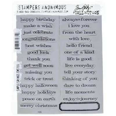 Immagine di Tim Holtz Set di timbri Stampers Anonymous su Supporto Acrilico, Gomma Originali Proverbi Semplici Red