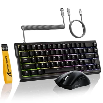 Immagine di MAMBASNAKE ATTACK SHARK X68 HE Tastiera a Grilletto Rapido, Mouse R1 e Cavo Spirale da 8 KHz, Magnetica 8KHz con Precisione RT di 0,01mm, Gioco Wireless R1, per PC/Mac Nero