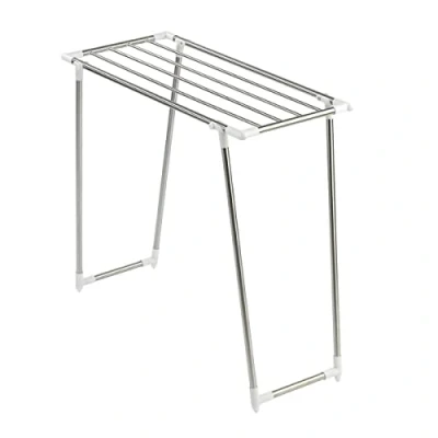 Immagine di Wenko stendibiancheria Solide Profi Single, stretto in acciaio inossidabile per balcone e vasca da bagno, lunghezza di stenditura 5,5 m, inossidabile, 87x79x39 cm, opaco