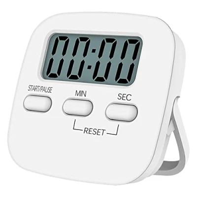 Immagine di NIAGUOJI timer da cucina digitale con grande schermo LCD, magnetico sveglia forte e conto alla rovescia (bianco)