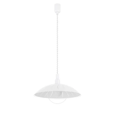 Immagine di Eglo Alvez Lampadario a 1 luce con cavo spirale, regolabile in altezza, classica, lampada sospensione per il tavolo della cucina plastica e vetro bianco, trasparente, attacco E27